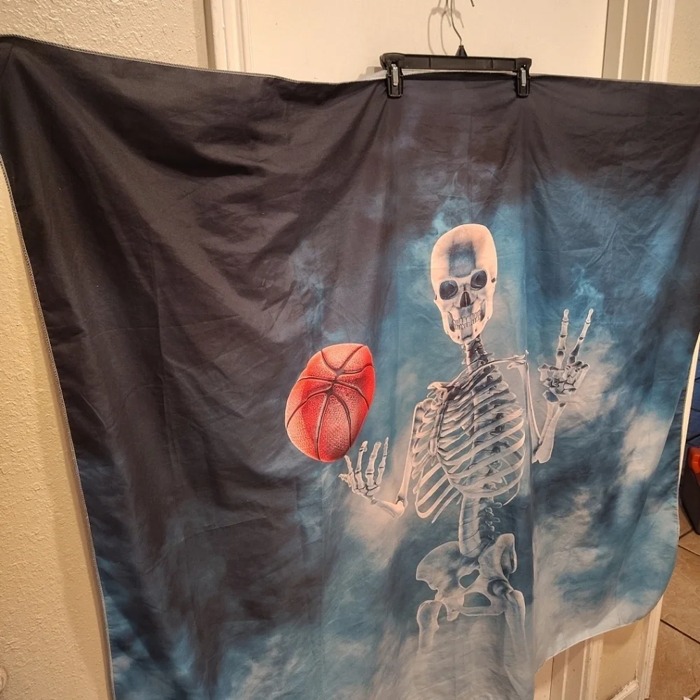 Unbranded Skeleton Playing Basketball Cloth Wall Hanging Novelty Halloween Decor